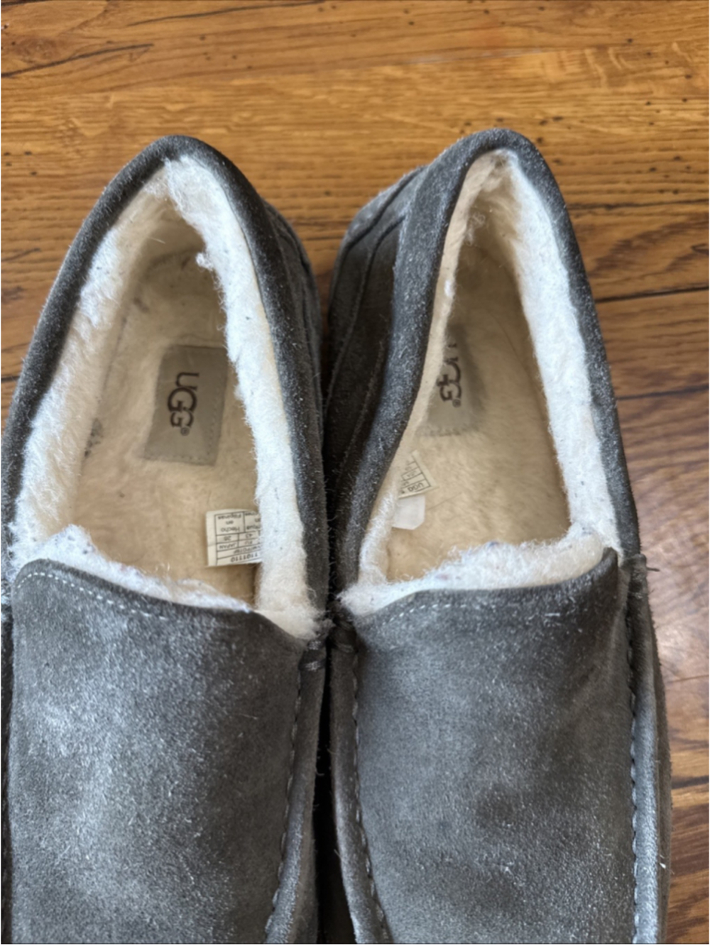 Ugg Men's Ascot Suede Wool Slip On Loafer Slipper Sz 10 USA CHARCOAL Color